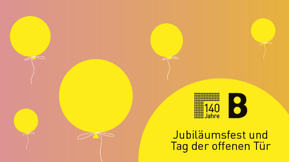 Illustration mit gelben Ballonen bei Abendrot